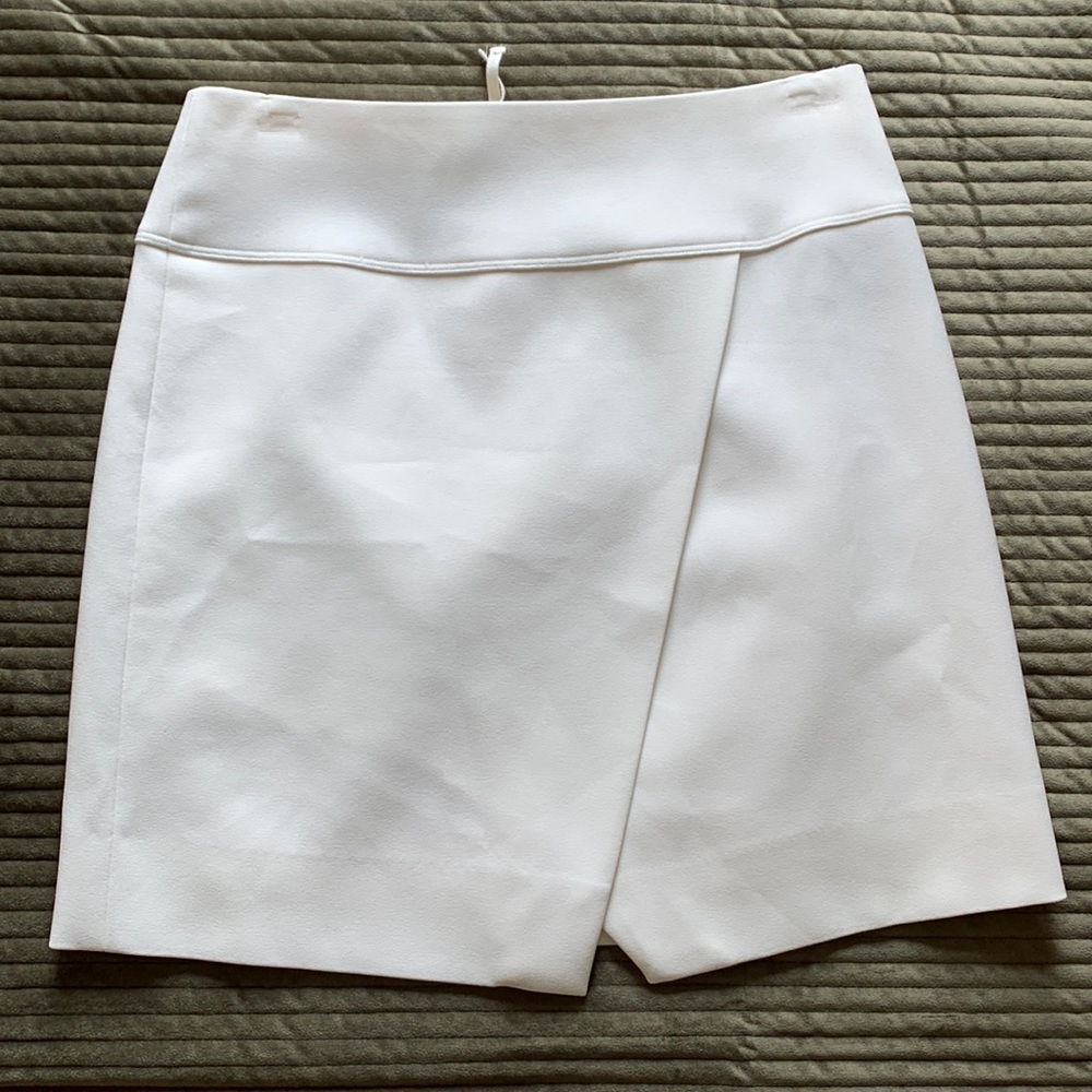 J. Crew Cross Front Layer A-Line Mini Skirt Winter White/Cream Size 2 NWT